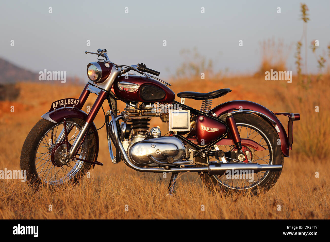 Vintage royal enfield bullet triumph Stock Photos and Images